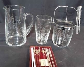 Etched Bamboo Drink Set With Stirring Sticks