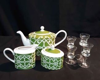 Unique Tea Set With Candle Holders