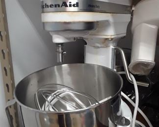 KitchenAid mixer with attachments.