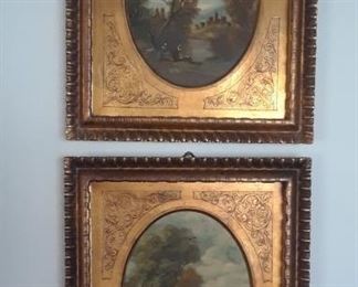 Two framed landscapes by  S. Von Thoren.  Austrian. Landscapes in oval frames.