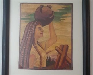 Straw painting - one of several in various sizes. Landscapes and portraits.