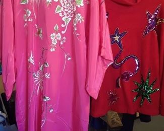 Fiesta pink kimono. Holiday sweater. Size Medium.