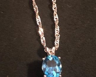 Blue topaz and 14k chain