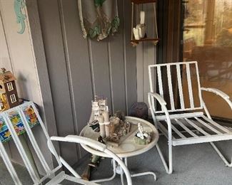 Vintage metal bouncing rocking chairs