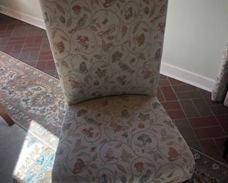 Reduced $600! Classic early American dining table- 44" extendable 93". Six wooden chairs with arms, two upholstery chairs. Can coordinate delivery for a fee. 