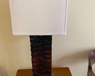 Amber glass rectangle lamp $150