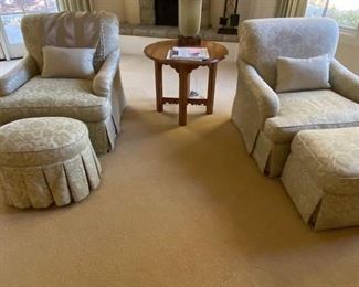 Two oversized lounge chairs with matching his/her ottomans $200 each. Delivery available please enquire.