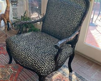 Black leopard print chair $800