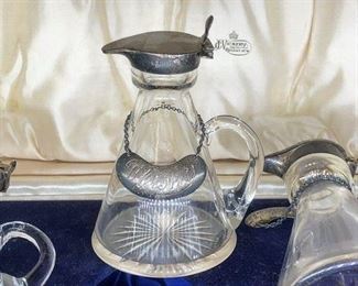 JC Vickery Regent Street, set of 4 whiskey noggins, silver and glass (more pics available), in original box $400