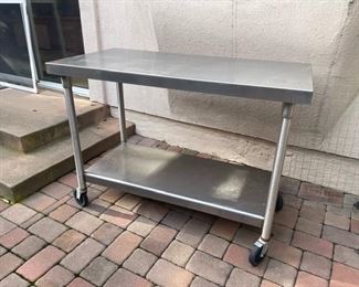 Stainless steel restaurant rolling cart 48 L x24 W x36 H $125