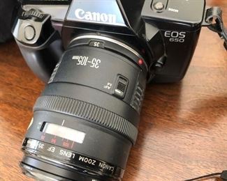 Camera bundle (will not separate). Canon EOS650, Canon FTb, canon lenses 35-105, 35-105 FD, 50mm FD, Asanuma 28mm. Speedlite 300EZ. Sony 3.3mp Cybershot. 2 x Lowepro bags. Misc items battery, lens covers etc. $250