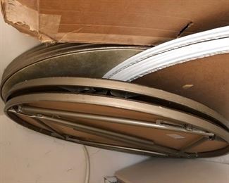 4x 40” collapsible Samsonite tables with 48” white top covers. $150 for 4