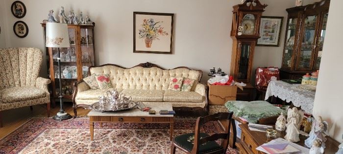 Vintage Sofa, High Back Chair, Curio