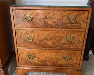 PAIR of 3 DRAWER BURLED WOOD NIGHT STANDS