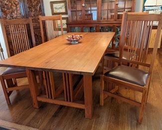 SOLID PINE MISSION STYLE TABLE & CHAIRS made by AMISH CRAFTSMAN ... $600 for ALL