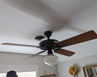1 OF 2 ORIGINAL OLD TYME HUNTER CAST IRON 52" CEILING FANS with SCHOOL HOUSE LIGHT FIXTURE ... $100