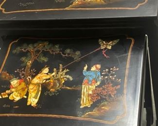 Oriential Hand Painted Stack tables  ( 2)  pieces -$200.