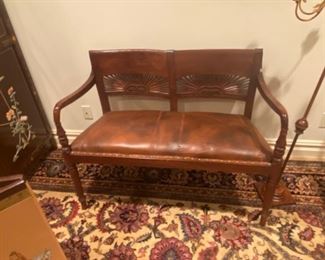 Leather Seat Bench with fan back design -$275.