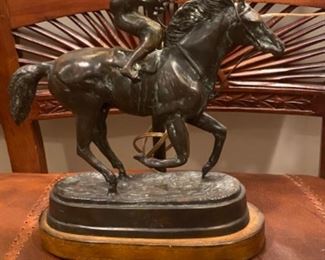 Detailed view of Maitland Smith Jockey Lamps