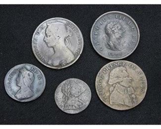 Antique 18th 19th Century British Isle Coin Lot Foreign Money