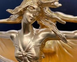 Heavy Painted Bronze Emile Joseph Nestor Carlier Art Noveau Double Sided Woman Vase