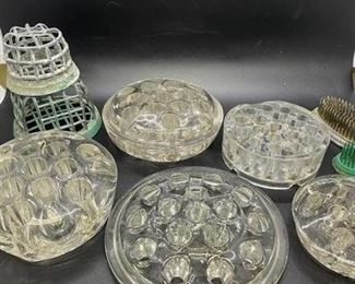 Mixed Lot of Floral Frogs Glass Wire Metal