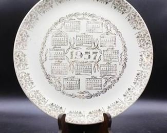 Vintage 1957 Calendar Decorative Collector Plate