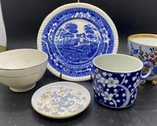 Vintage Antique Mixed China Dishware Lot Shades of Blue