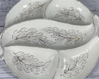 Vintage California Pottery Original 880 Leaf Designed Five Section Platter