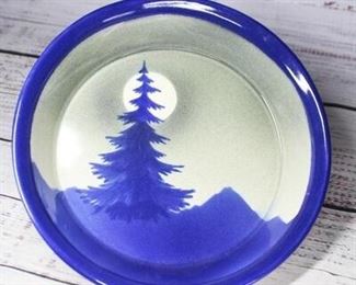 Vintage Stoneware Full Moon Pine Tree Pie Plate