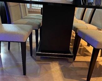 There are 2 of these gorgeous Chrome and wood table bases or a large dining table - the chairs and the glass are not for sale - Allan Copley Designs 