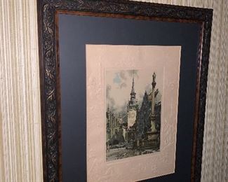 European prints purchased on the many trips overseas.  

All professionally framed!!