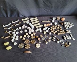 Antique Porcelain and Metal Drawer Knobs and Miscellaneous