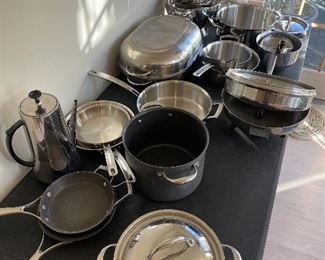 TONS OF STAINLESS STEEL GOOD CONDITION LIKE NEW KITCHENWARE, NAME BRANDS! 