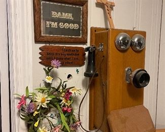 ANTIQUE WALL PHONE 