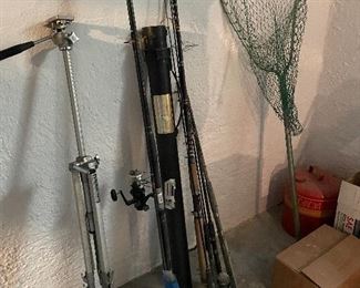 FISHING POLES ALONG WITH A NET 
