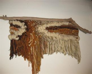 Weaving wall hanging on driftwood $150.0