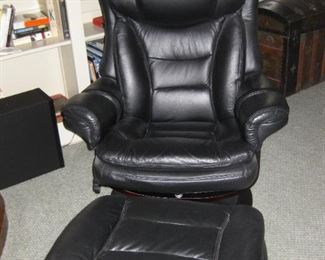 Black Leather Chair with ottoman by Lane. $450.00