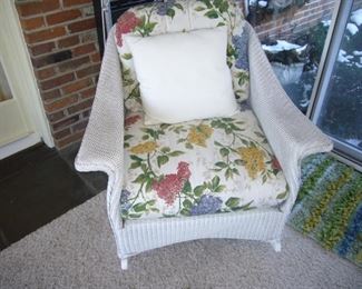 Vintage White Wicker Arm Chair $125.00