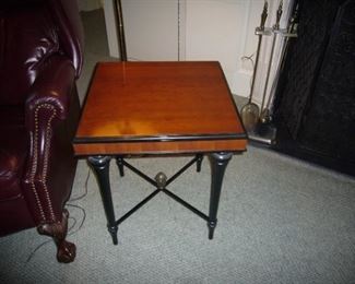 Mahogany Square 20x20 with black legs side table-good condition $275.00