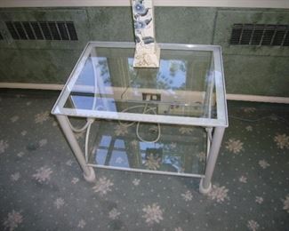 Glass & Wrought Iron square (24" w x 20" h) side table-$125.00