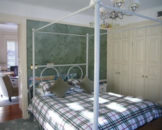 Queen White Wrought 4 Post Canopy Bed Frame -$375.00
