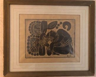 framed Balinese tapestry