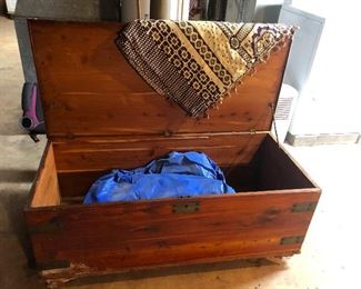 gaping cedar chest with big blue tongue
