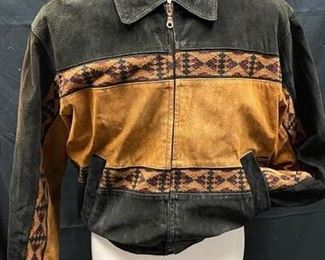 Authentic Alder Two Tone Leather Bomber Style Jacket Small