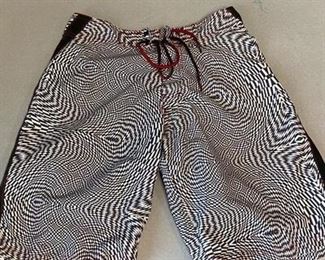 Black White Psychedelic Trippy VANS Swim Trunks Surf Shorts