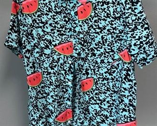 Cactus Menswear Retro Style Watermelon Pattern Button Front Shirt. Large