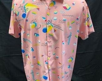 Drill Clothing Company Funky Retro Geometric Mens Button Front Shirt Stretch Fit