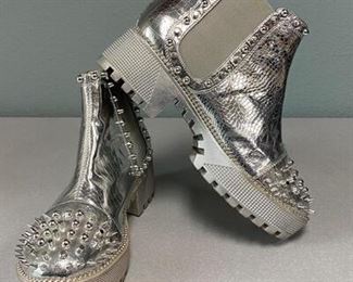 Funky Studded Silver Metallic Rave Party Nightclub Gothic Ankle Boots