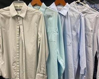 Lot of 5 Mens Long Sleeve Button Front Casual Dress Shirts Medium Large